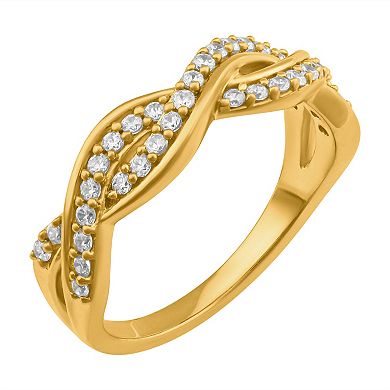 Arctic Clear 14k Gold 1/3 Carat T.W. Round Cut Lab-Grown Diamond Criss Cross Wedding Band Ring
