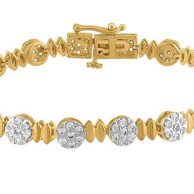 Arctic Clear 14k Gold 2 Carat T.W. Round Cut Lab-Grown Diamond Cluster Fashion Bracelet