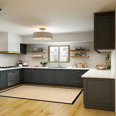 Linon Athena Natural & Black Wool Blend Rug