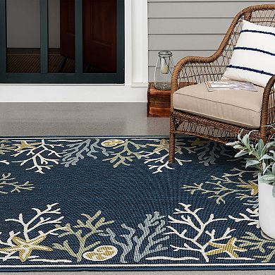 Loomaknoti Torfled Blue and Light Green Indoor Outdoor Area Rug