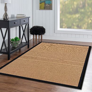 Linon Athena Cork & Black Wool Blend Rug
