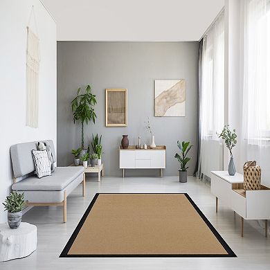 Linon Athena Cork & Black Wool Blend Rug