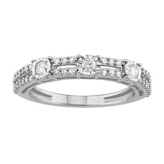 Sterling Silver 1/3 Carat T.W. Diamond Wedding Ring Band