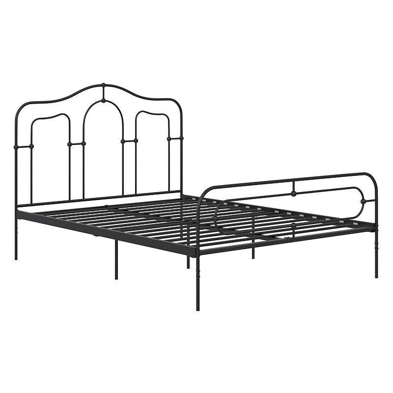 Full Primrose Metal Bed Frame with Secured Slats Headboard and Footboard Black - Mr. Kate