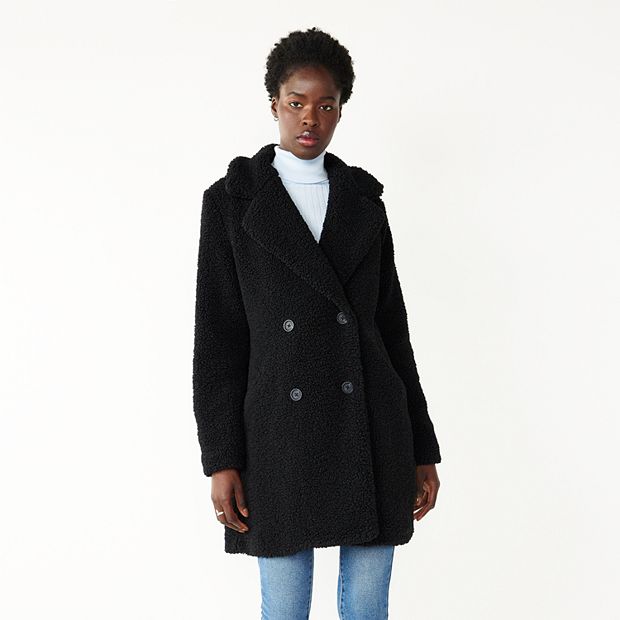 Womens black teddy outlet coat