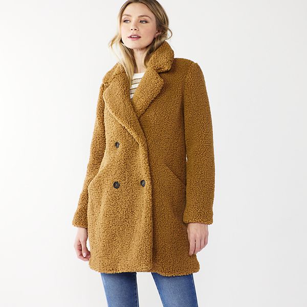 Women's Nine West Double Breasted Teddy Coat