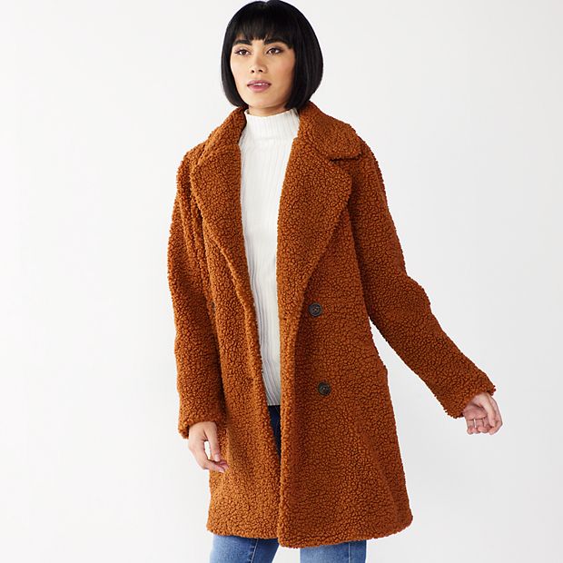 Women's Nine West Double Breasted Teddy Coat