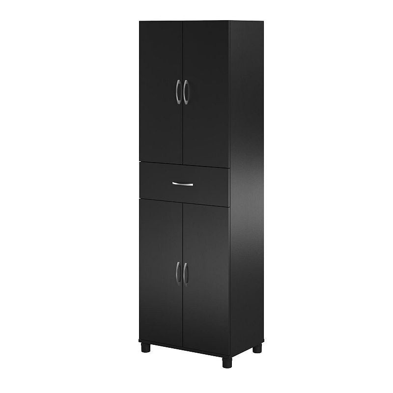 SystemBuild Lonn 1-Drawer Storage Cabinet Floor Decor, Black