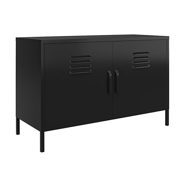 SystemBuild Bonanza 2 Door Metal Locker Storage Cabinet in Black