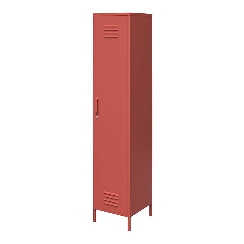 SystemBuild Mission District Single Locker Storage Cabinet Floor Decor, Red