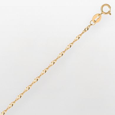 Everlasting Gold 14k Gold Singapore Chain Necklace 