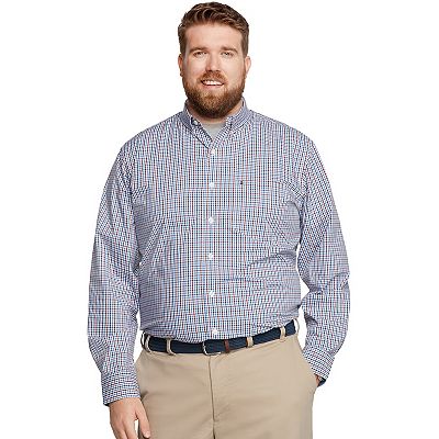 Izod Big And Tall Advantage Performance Plaid Long Sleeve Stretch