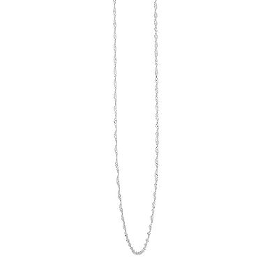 Everlasting Gold 14k White Gold Singapore Chain Necklace