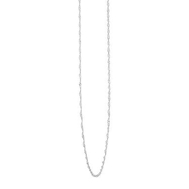Everlasting Gold 14k White Gold Singapore Chain Necklace 