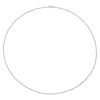 Everlasting Gold 14k White Gold Singapore Chain Necklace 