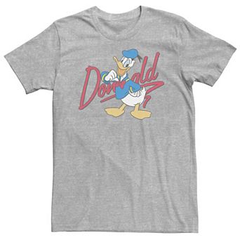 Big & Tall Disney Donald Duck Red Cursive Text Logo Portrait Tee