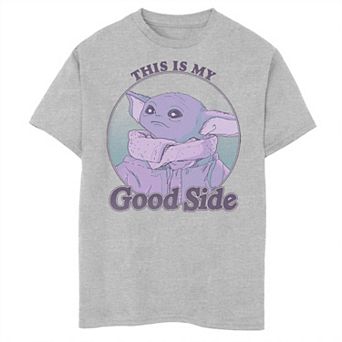 Boys 6-20 Star Wars The Mandalorian The Child aka Baby Yoda My Good Side Purple Hue Graphic Tee