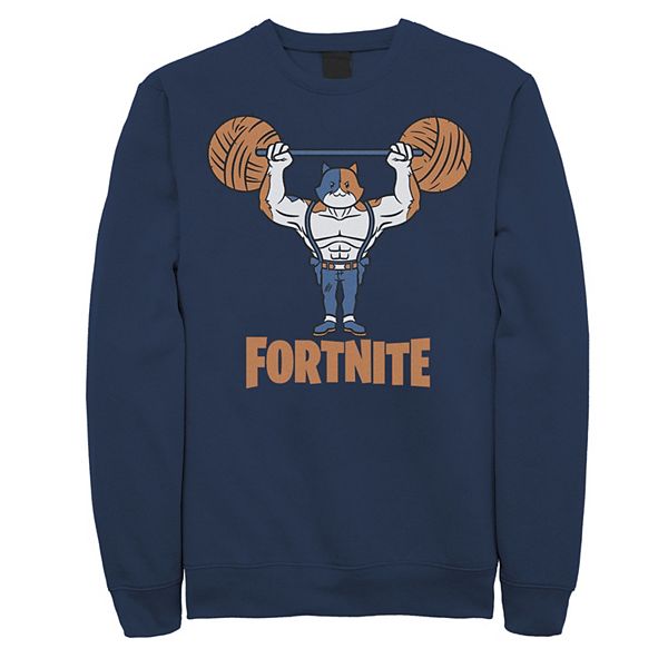 Men s Fortnite Meowscles Yarn Work Out Logo Sweatshirt