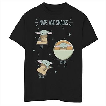 Boys 6-20 Star Wars The Mandalorian The Child aka Baby Yoda Naps And Snacks Doodles Graphic Tee