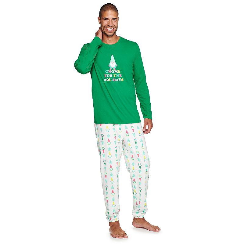 Mens Jammies For Your Families Nostalgia Gnome Pajama Set, Size: Large, Wh