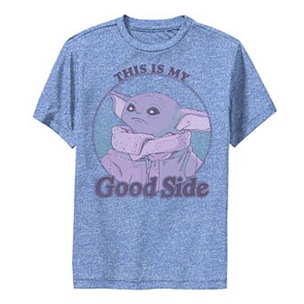 Boys 8-20 Star Wars The Mandalorian The Child aka Baby Yoda My Good Side Purple Hue Performance Graphic Tee