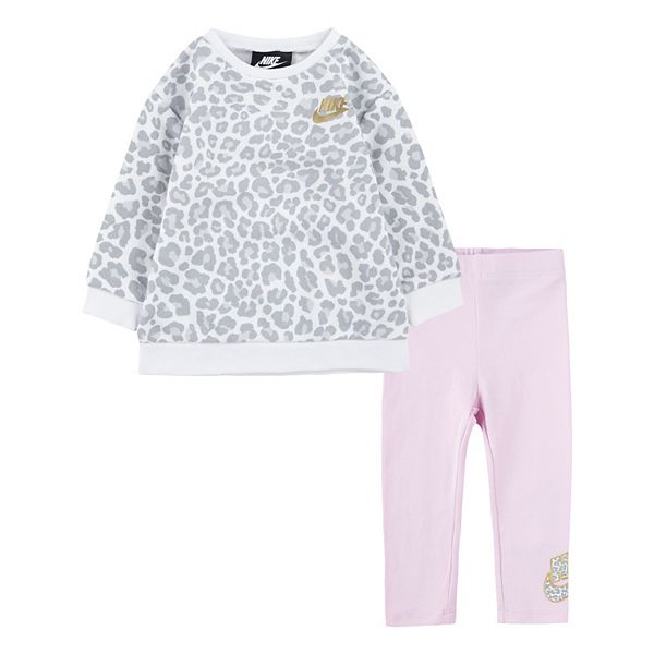 Toddler Girls Nike Leopard Print Fleece Pullover and Leggings Set