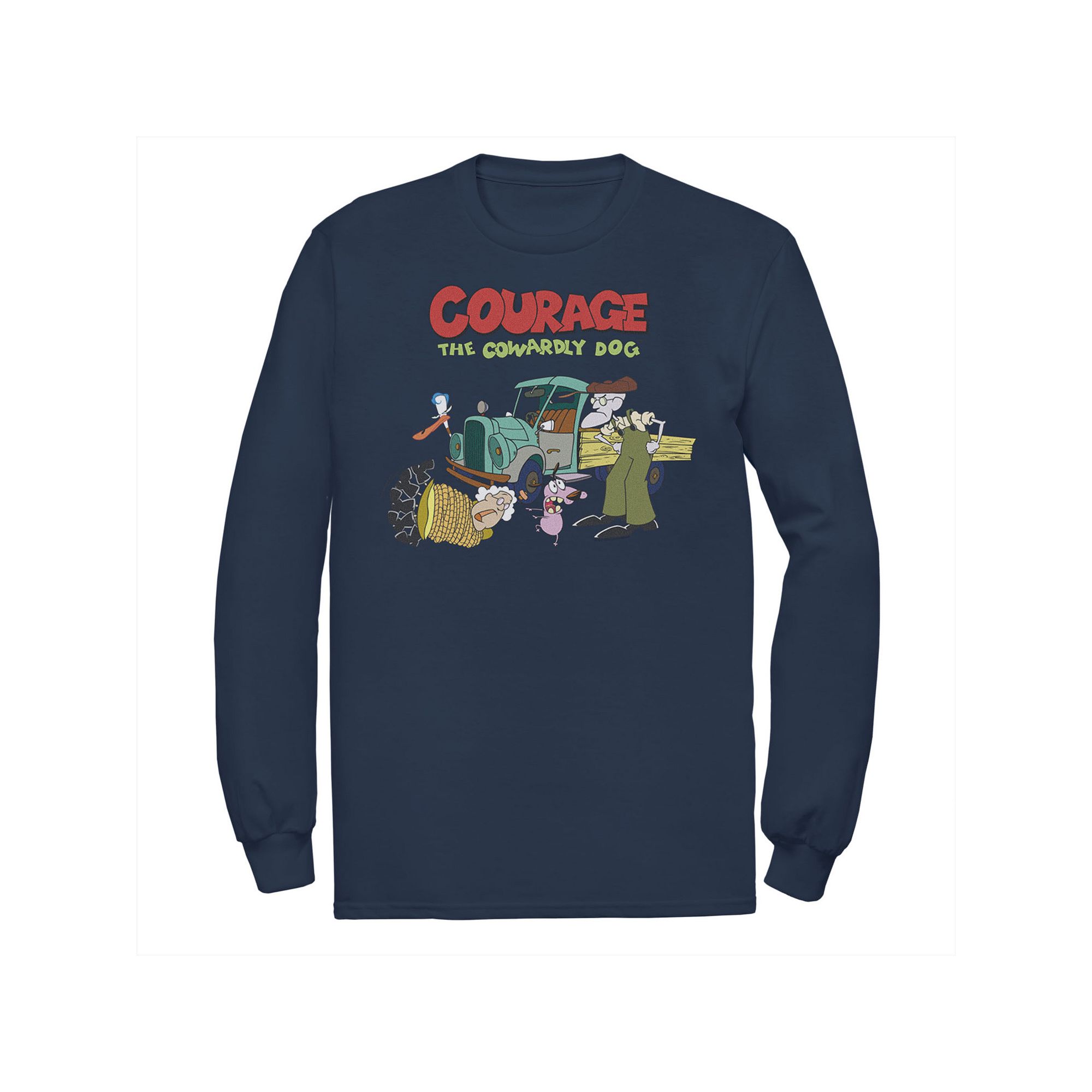 Mens Courage The Cowardly Dog Scene Logo Tee, Size: Small, Blue