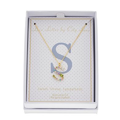 City Luxe Gold Tone Cubic Zirconia Initial Pendant Necklace