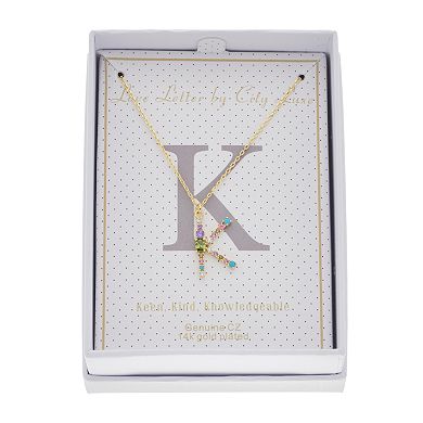 City Luxe Gold Tone Cubic Zirconia Initial Pendant Necklace