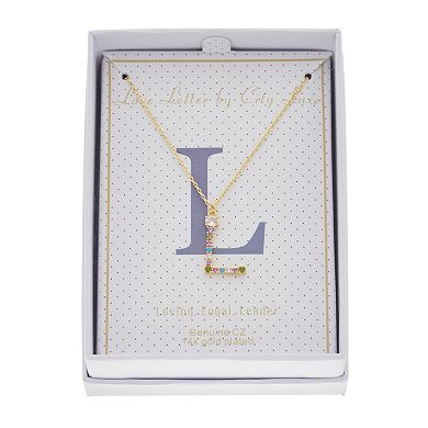 City Luxe Gold Tone Cubic Zirconia Initial Pendant Necklace