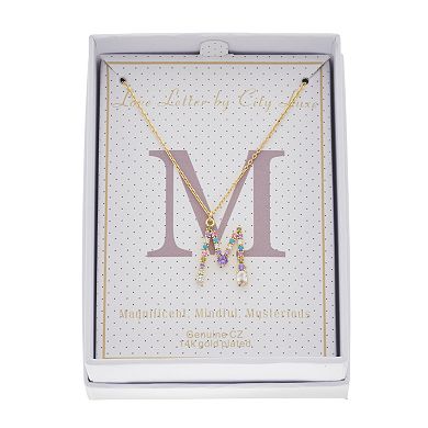 City Luxe Gold Tone Cubic Zirconia Initial Pendant Necklace