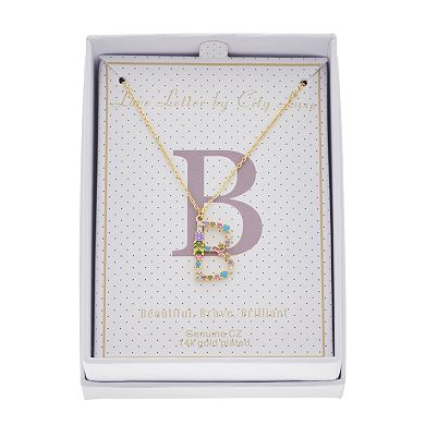 City Luxe Gold Tone Cubic Zirconia Initial Pendant Necklace