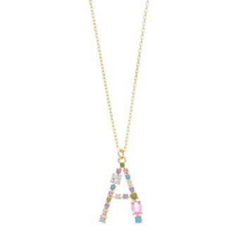 City Luxe Gold Tone Cubic Zirconia Initial Pendant Necklace