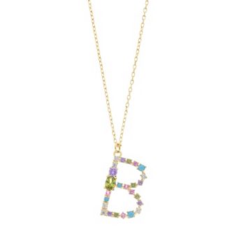 City Luxe Gold Tone Cubic Zirconia Initial Pendant Necklace