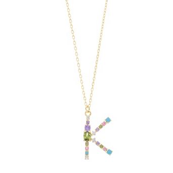 City Luxe Gold Tone Cubic Zirconia Initial Pendant Necklace