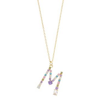 City Luxe Gold Tone Cubic Zirconia Initial Pendant Necklace