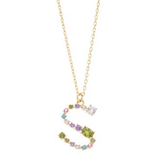 City Luxe Gold Tone Cubic Zirconia Initial Pendant Necklace