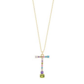 City Luxe Gold Tone Cubic Zirconia Initial Pendant Necklace