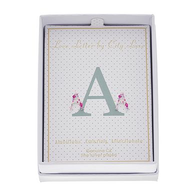 City Luxe Silver Tone Cubic Zirconia Initial Stud Earrings