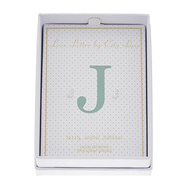 City Luxe Silver Tone Cubic Zirconia Pave Initial Stud Earrings