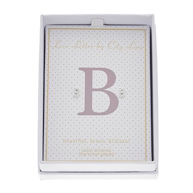 City Luxe Silver Tone Cubic Zirconia Pave Initial Stud Earrings