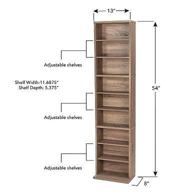 Atlantic 9-Shelf Slim Bookcase