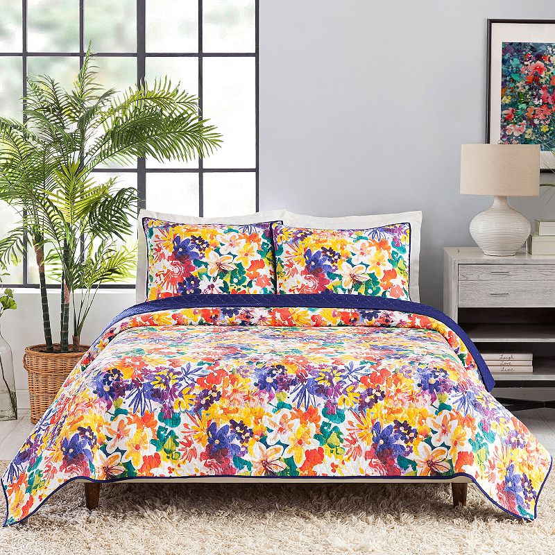 Makers Collective Creative Ingrid Garden In Bloom Quilt Set with Shams, Pur