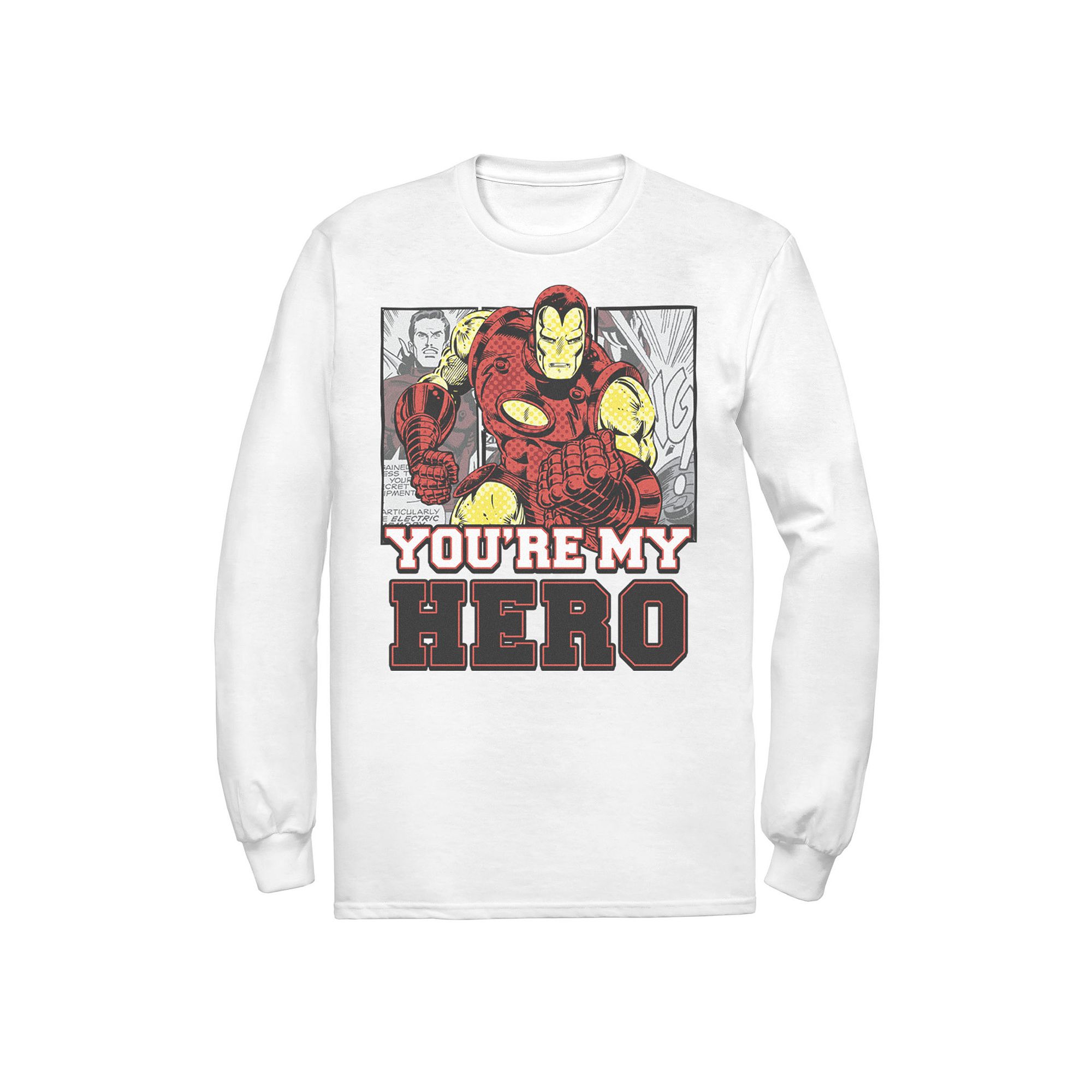 Mens Marvel Avengers Iron Man Youre My Hero Comic Panels Tee, Size: Small