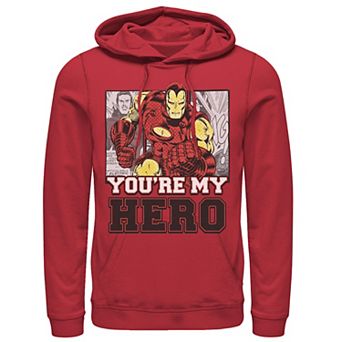 Men's Marvel Avengers Iron Man You're My Hero Comic Panels Hoodie