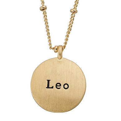 City Luxe Gold Tone Horoscope Cubic Zirconia Disk and Simulated Gemstone Charm Necklace 