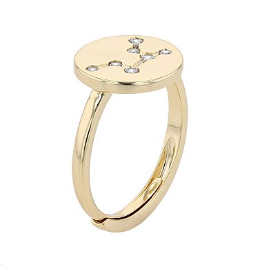 City Luxe Horoscope Cubic Zirconia Disk Horoscope Adjustable Ring