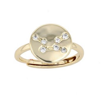 City Luxe Horoscope Cubic Zirconia Disk Horoscope Adjustable Ring