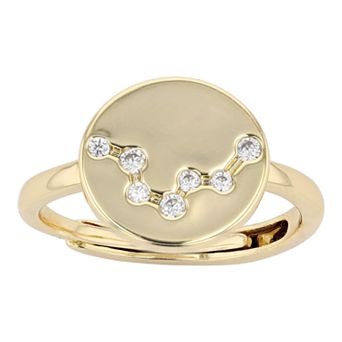 City Luxe Horoscope Cubic Zirconia Disk Horoscope Adjustable Ring