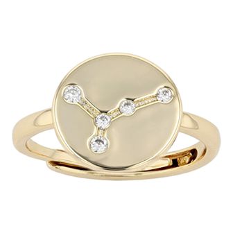 City Luxe Horoscope Cubic Zirconia Disk Horoscope Adjustable Ring